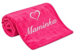 Deka pro maminku se srdíčkem 150x200 tmavě růžová