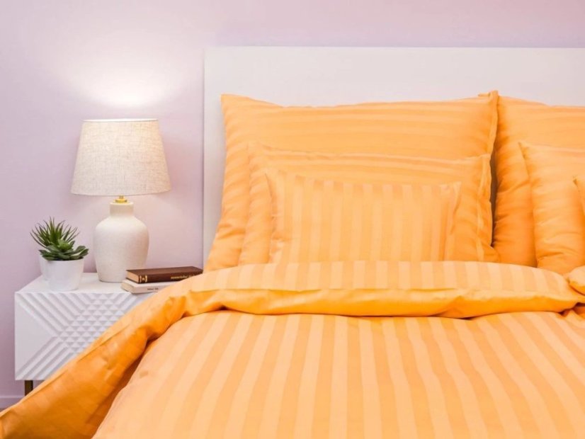 Povlak na polštář 40x40 Atlas grádl proužek 2,5 cm pomerančový