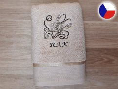 Luxusní osuška se znamením RAK 450g béžová/hnědá