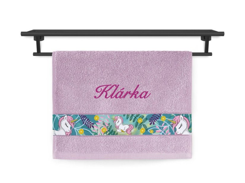 Dětský ručník se jménem NA PŘÁNÍ 30x50 Jednorožec šeříková