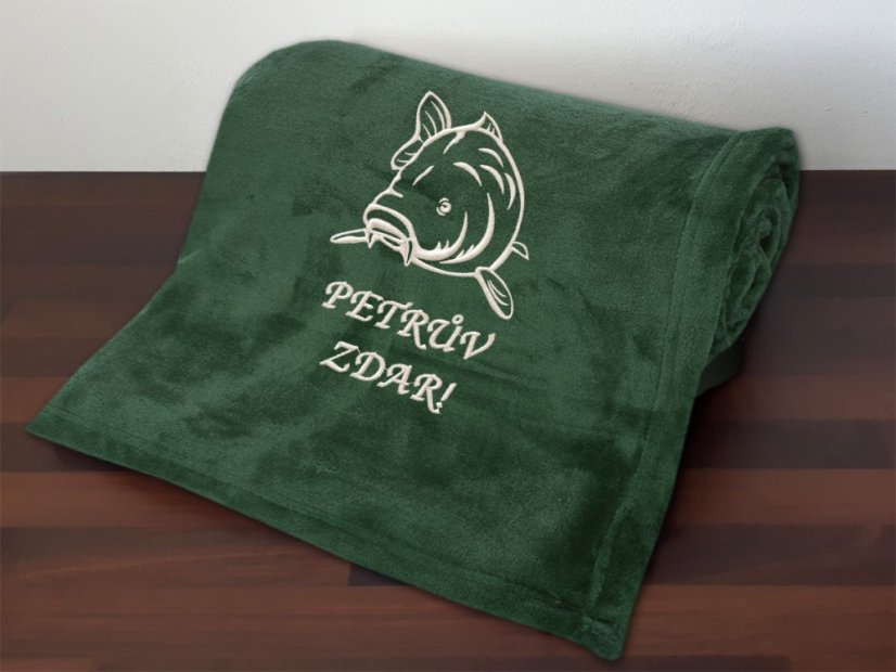 Deka pro rybáře 150x200 Kapr + Petrův zdar zelená