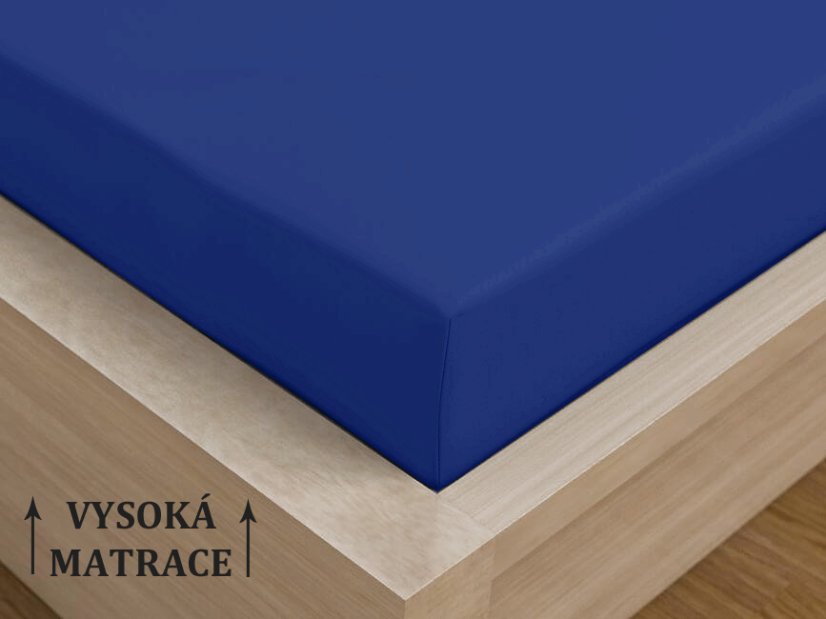 Luxusní saténové prostěradlo na vysokou matraci 140x200 Tmavě modré