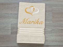 Ručník se jménem linie vanilka 50x100 Srdíčka