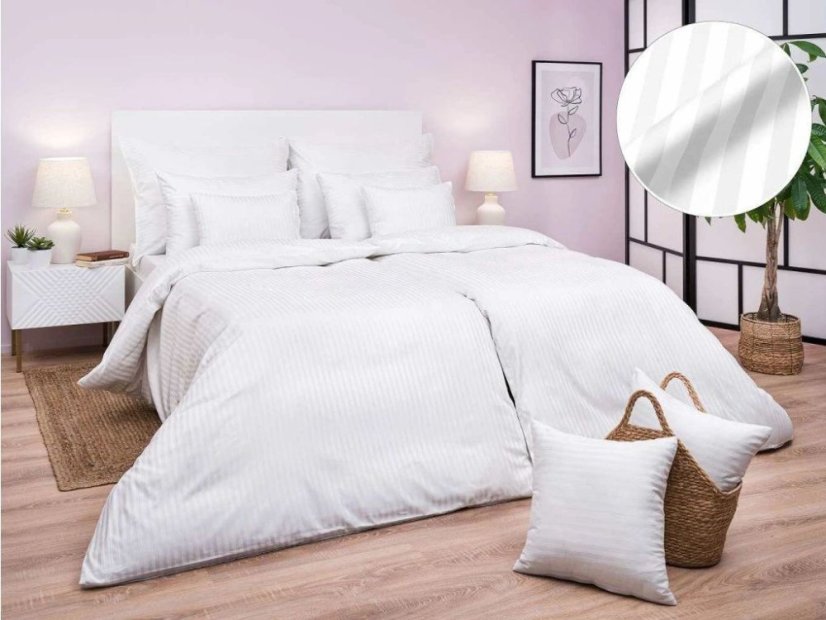 Hotelové povlečení Atlas grádl bílý proužek 1 cm 2x 70x90, 240x200