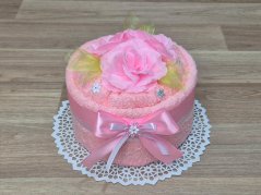 Malý dort z ručníku Rujana světle růžová