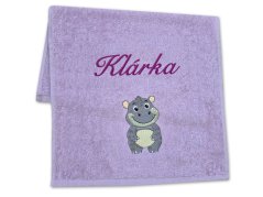 Dětský ručník se jménem 30x50 LILI Hrošík fialový
