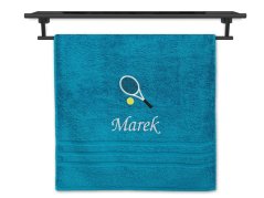 Ručník se jménem NA PŘÁNÍ azur 50x100 Tenisová raketa