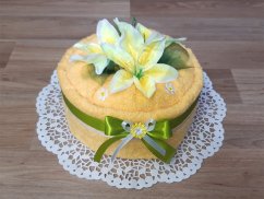 Textilní dort z osušky Sofie žlutá