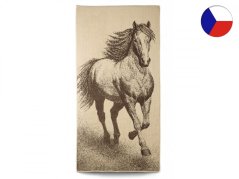 Osuška 75x150 ZARA 450g Kůň běžící béžovohnědá