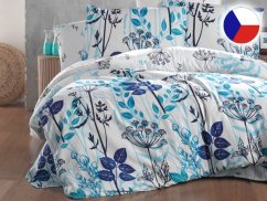 Francouzské povlečení bavlněný satén 2x 70x90, 220x200 Garden blue