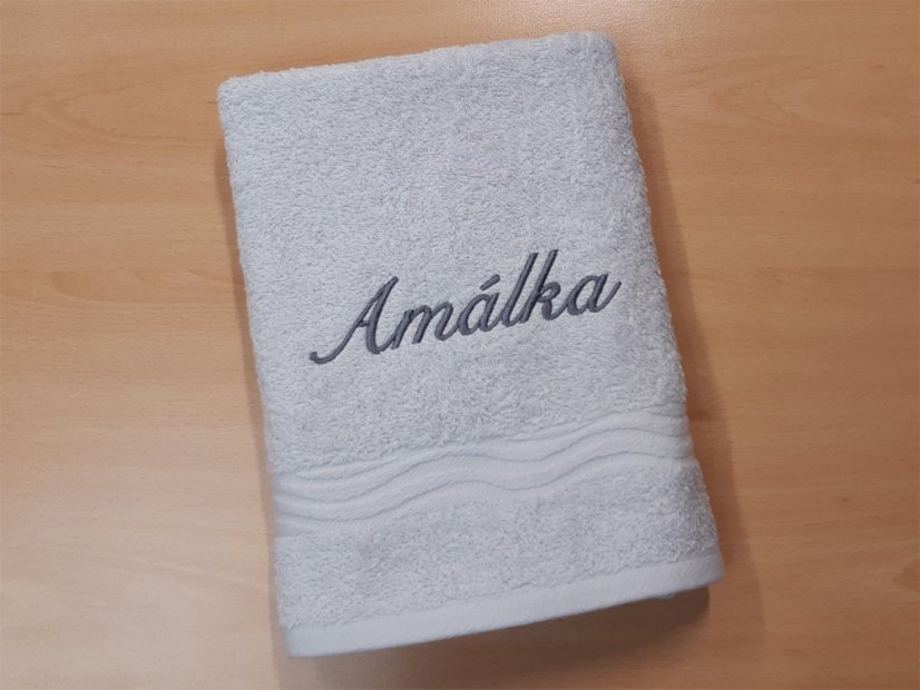 Ručník se jménem NA PŘÁNÍ 50x100 světle šedý