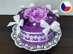 Malý dort z ručníku SAM fialový