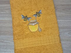 Luxusní osuška pro včelaře Včelky na medu hořčicová