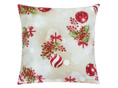 Vánoční povlak na polštář 40x40 Koule a cesmína