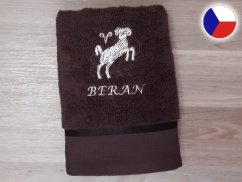 Luxusní dárkové balení ručníku Znamení Beran tmavě hnědá/hnědá