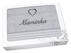 Dárkové balení ručníku MAMINKA se srdíčkem linie světle šedá