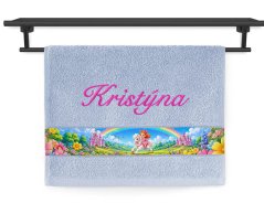 Dětský ručník se jménem NA PŘÁNÍ 30x50 Princezna Duha světle modrá