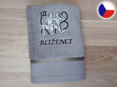 Luxusní dárkové balení ručníku Znamení Blíženci šedá/šedá