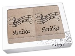Luxusní sada ručník + osuška se jménem NA PŘÁNÍ Noty béžové