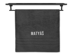 Osuška pro sportovce se jménem 70x140 tmavě šedá