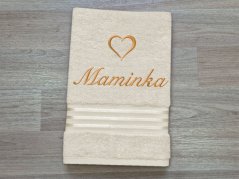 Osuška MAMINKA se srdíčkem 70x140 linie vanilka