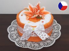 Textilní dort z ručníků Saša oranžová