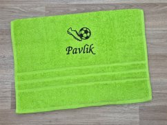 Ručník se jménem pistáciový 50x100 Kopačka a míč + PAVLIK