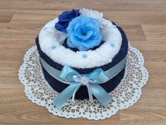 Textilní dort z ručníků Saša modrá