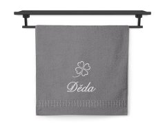 Ručník DĚDA se čtyřlístkem 50x100 ratanika tmavě šedá