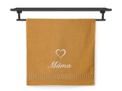 Dárkové balení osušky MÁMA se srdíčkem ratanika hořčicová