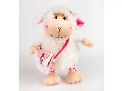 Dětský plyšák Ovečka s taškou růžová 30 cm