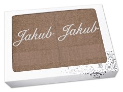 Dárková sada ručník + osuška se jménem Ratanika tmavě béžová