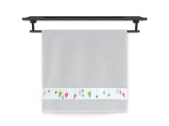 Froté ručník 50x100 NORA TISK 450g Barevná srdíčka stříbrná