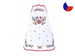 Bavlněná kuchyňská zástěra Folklór červená