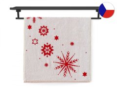 Vánoční ručník 55x100 ZARA 450g Kouzlo zimy bíločervené