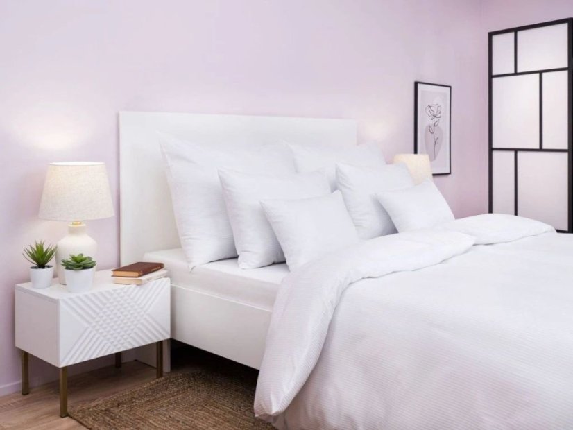 Hotelové povlečení Atlas grádl bílý proužek 0,4 cm 2x 70x90, 240x200