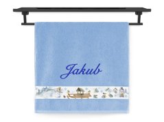 Ručník se jménem NA PŘÁNÍ 50x100 Zimní nálada světle modrá
