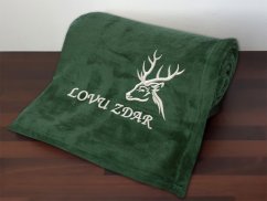 Deka pro myslivce 150x200 Hlava jelena + Lovu zdar zelená