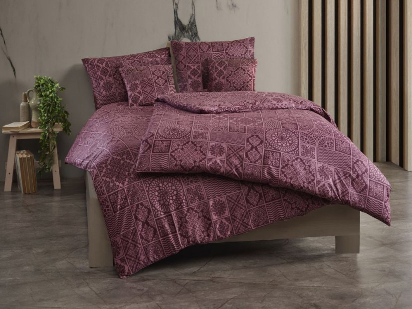 Povlečení bavlna renforcé 70x90, 140x200 Tokyo vínové