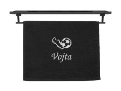 Malý ručník se jménem NA PŘÁNÍ černý 30x50 Kopačka a míč