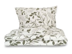 Povlečení flanel 2x 70x90, 220x200 Větvička zelená