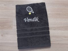 Osuška se jménem NA PŘÁNÍ tmavě šedá 70x140 Tenisová raketa
