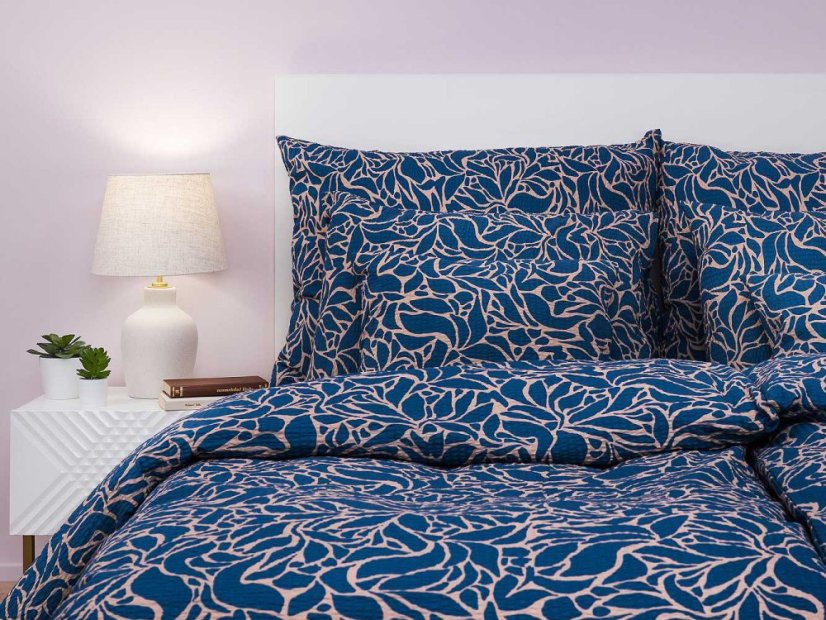 Krepové povlečení KOMFORT Sorat tmavě modrý 70x90, 140x200