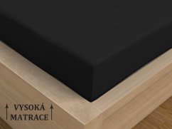 Luxusní saténové prostěradlo na vysokou matraci 90x200 Černé