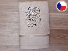 Luxusní ručník se znamením BÝK 450g béžová/hnědá