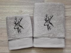 Luxusní osuška pro myslivce Hlava jelena šedá