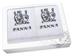Luxusní dárková sada ručník + osuška Znamení Panna bílá/šedá