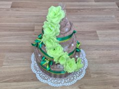 Třípatrový dort z ručníků a osušek Kasandra béžová