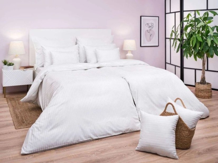 Hotelové povlečení Atlas grádl bílý proužek 1 cm 2x 70x90, 240x200