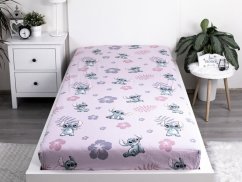 Dětské bavlněné prostěradlo s potiskem 90x200 Lilo a Stitch pink